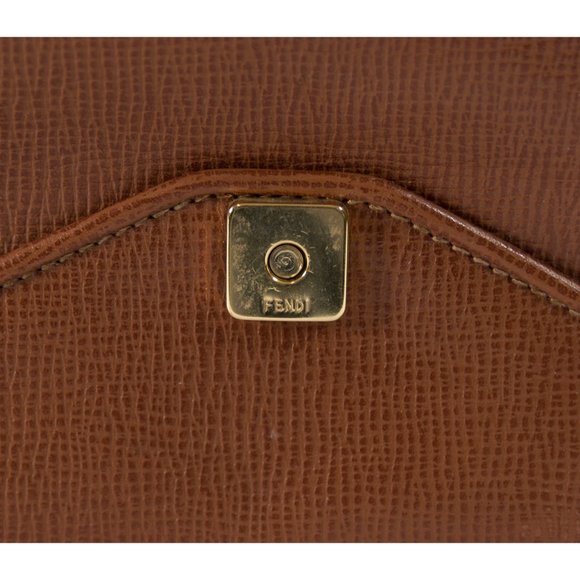 Fendi 1980s Vintage Caramel Leather Flap Crossbody - Picture 3 of 10